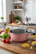 Bambum Lumino Emaye Kızartma Tencere 22 Cm Pembe B7697