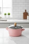 Bambum Lumino Emaye Kızartma Tencere 22 Cm Pembe B7697