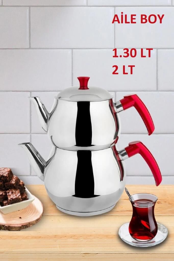 Kapris Küre Paslanmaz Çelik Kendinden Süzgeçli Aile Boy Çaydanlık