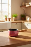Bambum Lumino Ahşap Saplı Emaye Tava Sosluk Sütlük 14 cm Pembe BB7683