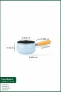 Bambum Lumino Ahşap Saplı Emaye Tava Sosluk Sütlük 14 cm Mavi BB7686