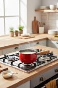 Bambum Lumino Ahşap Saplı Emaye Tava Sosluk Sütlük 14 cm Kırmızı BB7681
