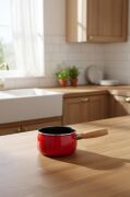 Bambum Lumino Ahşap Saplı Emaye Tava Sosluk Sütlük 14 cm Kırmızı BB7681