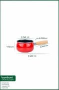 Bambum Lumino Ahşap Saplı Emaye Tava Sosluk Sütlük 14 cm Kırmızı BB7681