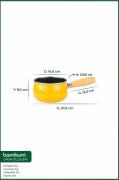 Bambum Lumino Ahşap Saplı Emaye Tava Sosluk Sütlük 14 cm Hardal BB7685