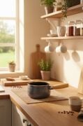 Bambum Lumino Ahşap Saplı Emaye Tava Sosluk Sütlük 14 cm Gri BB7680