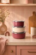 Bambum Lumino 3 lü Emaye Saklama Kabı Pembe B7690 300+700+1000ML