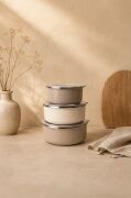 Bambum Lumino 3 lü Emaye Saklama Kabı Bej B7689 300+700+1000ML