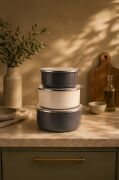 Bambum Lumino 3 lü Emaye Saklama Kabı Gri B7687 300+700+1000ML