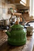 Vintage Ahşap Saplı Emaye Demlik Kettle 2,5Lt Yeşil 2406-C