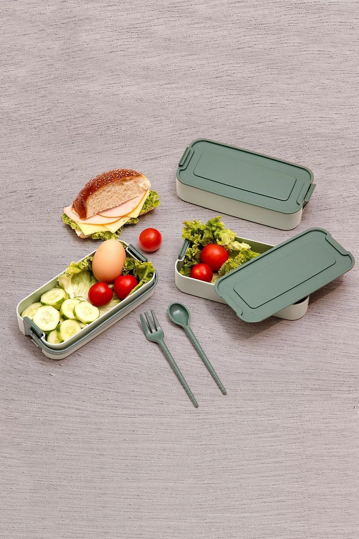 Kapris Yeşil 3 Katlı Beslenme Kutusu Yemek Taşıma Kabı Sefer Tası