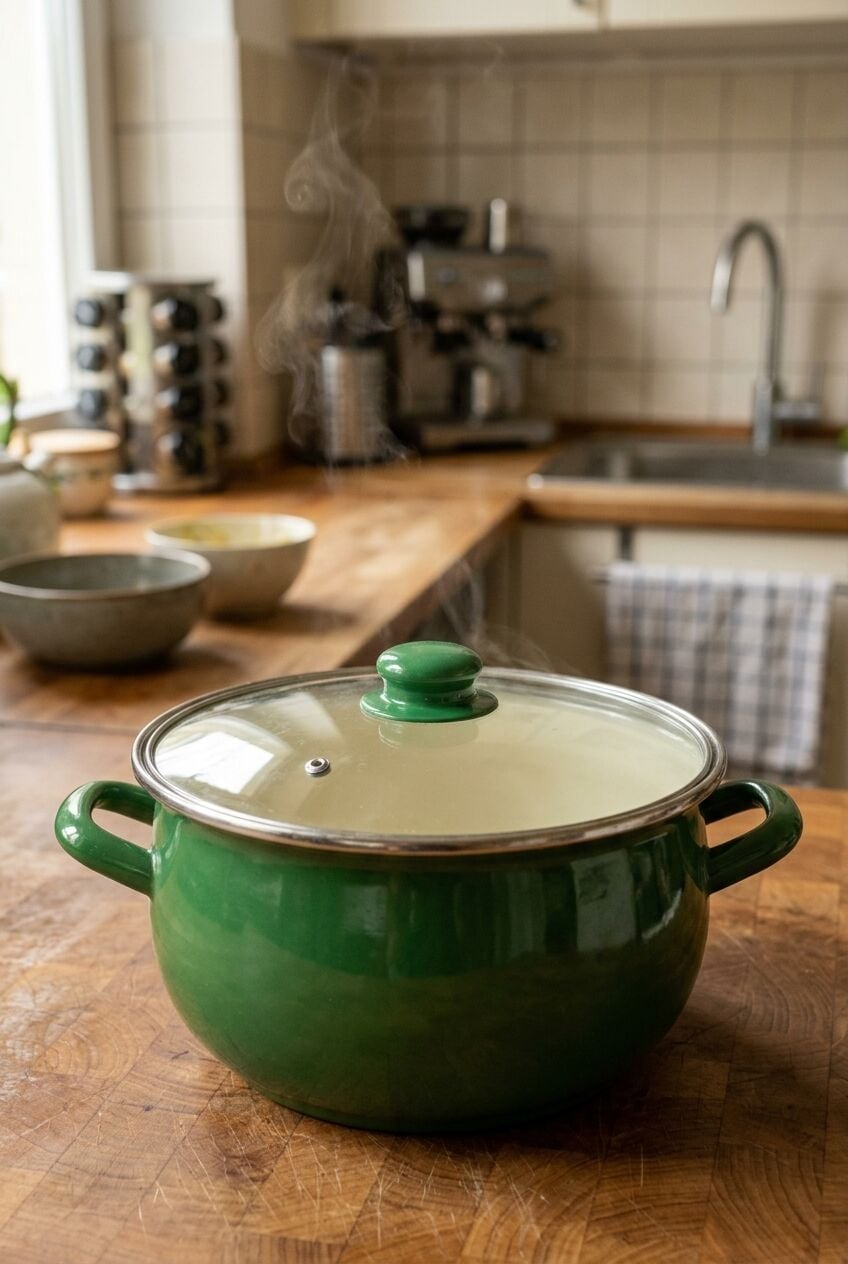 Emaye Derin Bombeli Yoğurt Tenceresi 24 Cm 5 Litre Yeşil 2406-C