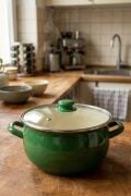 Emaye Derin Bombeli Yoğurt Tenceresi 24 Cm 5 Litre Yeşil 2406-C