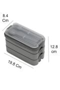 Kapris Gri 3 Katlı Beslenme Kutusu Yemek Taşıma Kabı Sefer Tası