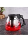 Siyah Isıya Dayanıklı Süzgeçli Cam Demlik 900ml THN80900