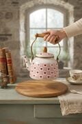 Ahşap Saplı Kampli Emaye Demlik Kettle 2,5 Lt Pembe ALV037