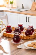 Perotti 16103 Mercan 6Lı Çay Bardağı + 14977 Grona Tabak Seti 210 Ml