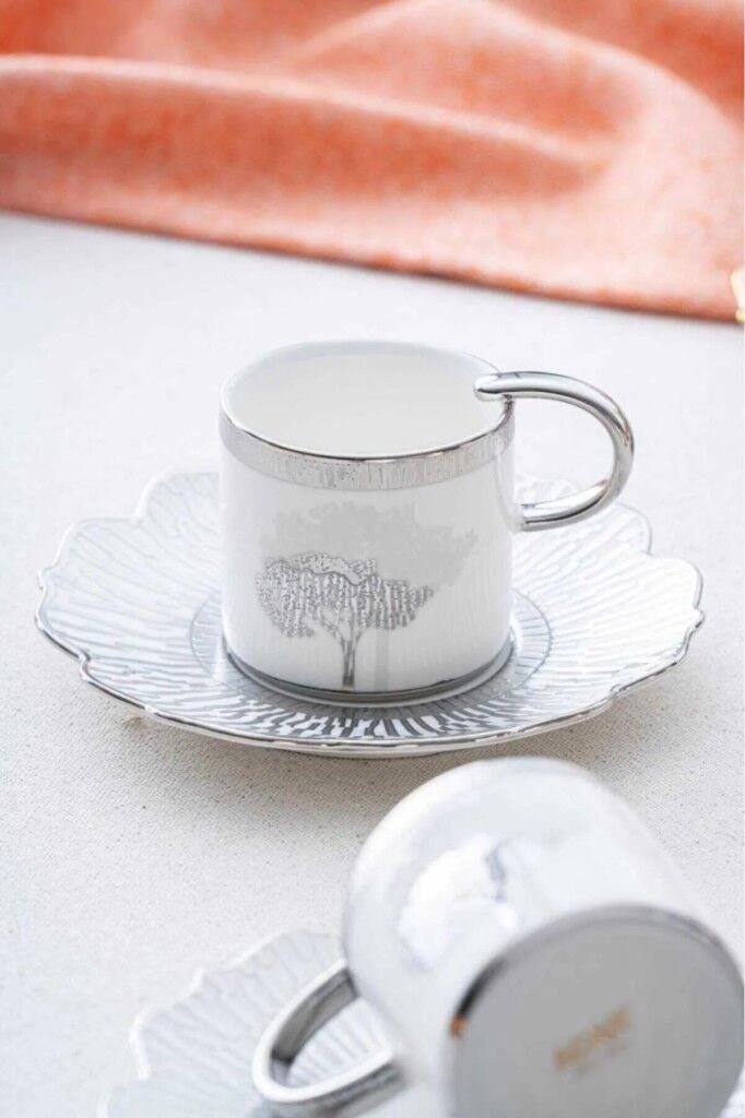 Acar Hxf-06800 Hadeon Porselen 6 Lı Kahve Fincan Takımı Gümüş