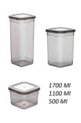 Kapris 9'lu Erzak Saklama Kabı Antrasit 3x(1.7 LT - 1.1 LT - 0.5 LT)