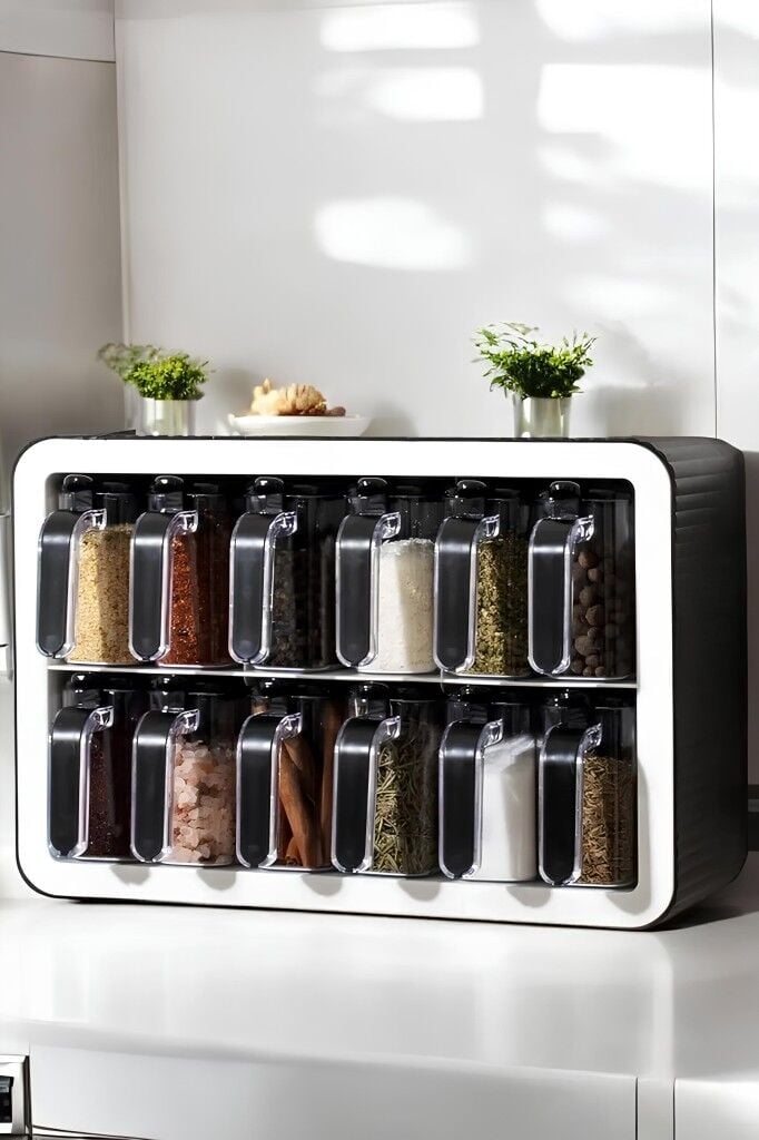 Kapris Standlı 12 Li Kendinden Yapışkanlı Kaşıklı Baharatlık Seti ST-266