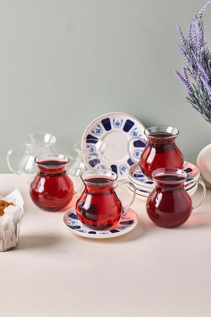 Perotti Laleli 6 Kişilik 12 Parça Kulplu Çay Seti 210 Ml 17903