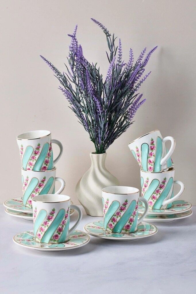 Perotti Kuzguncuk 6 Kişilik 12 Parça Porselen Kahve Fincan Takımı 16857