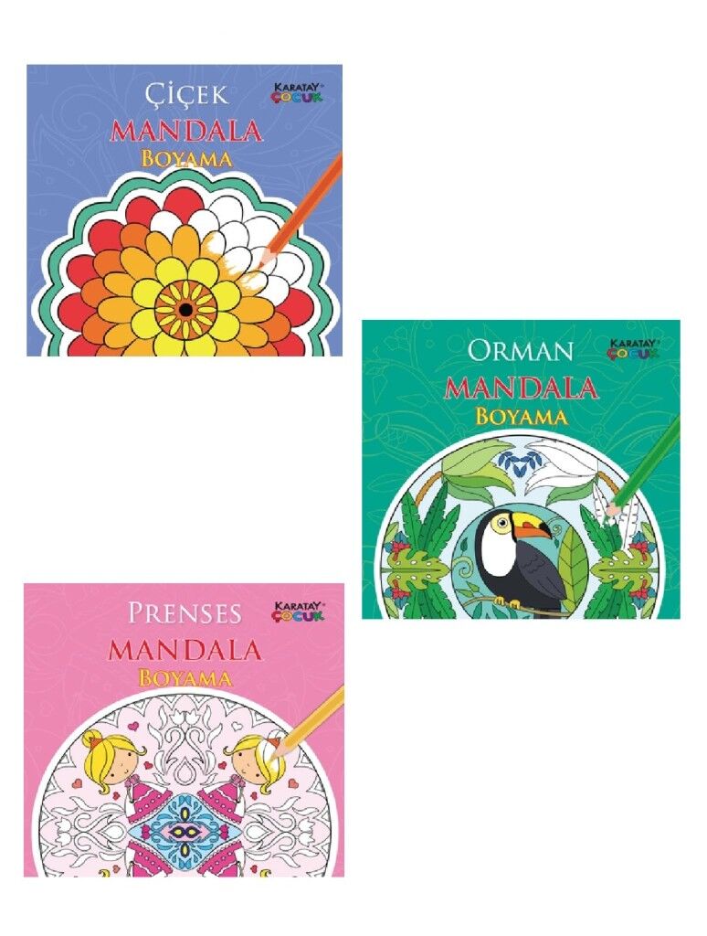 Mandala 3 Adet Boyama Kitap Seti (Prenses-Orman-Çiçek)