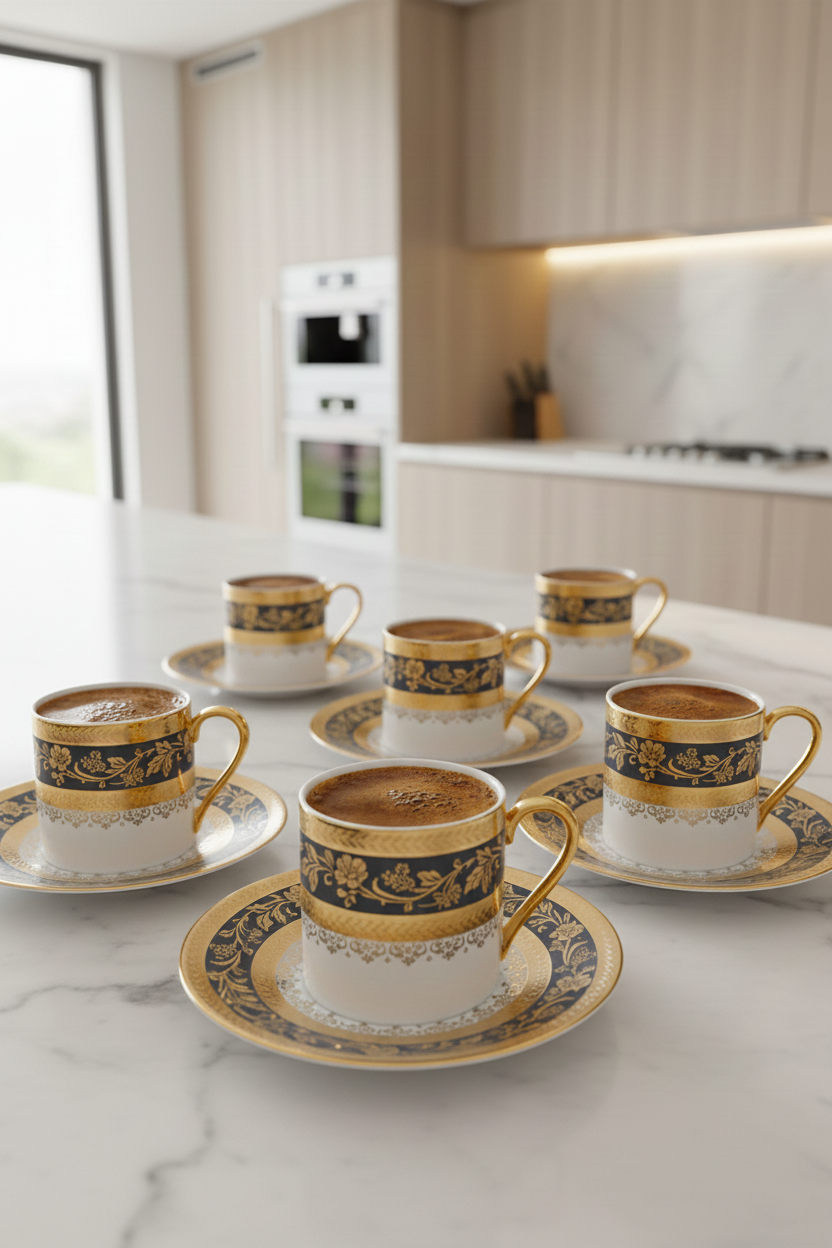 Acar Olivette 6 Lı Porselen Kahve Fincan Takımı Siyah HXF-06925