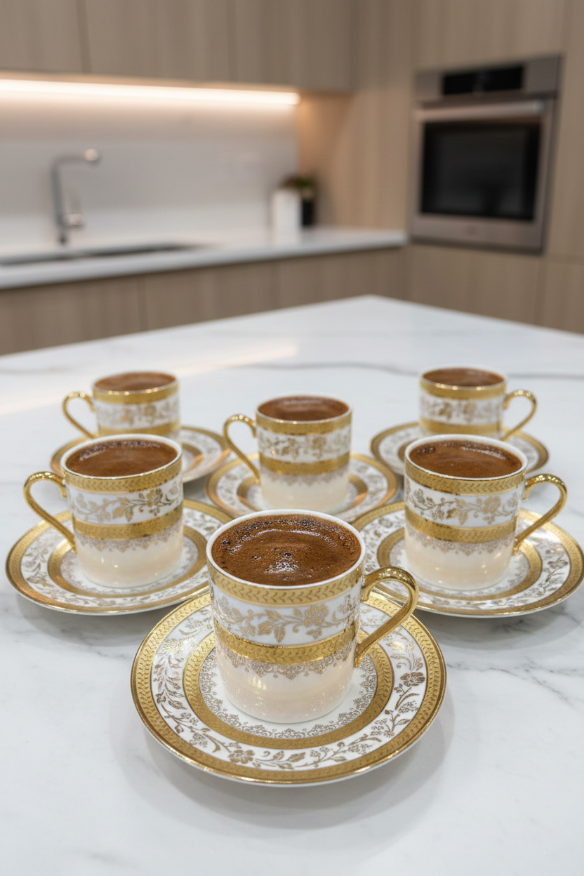 Acar Olivette 6 Lı Porselen Kahve Fincan Takımı Beyaz HXF-06925