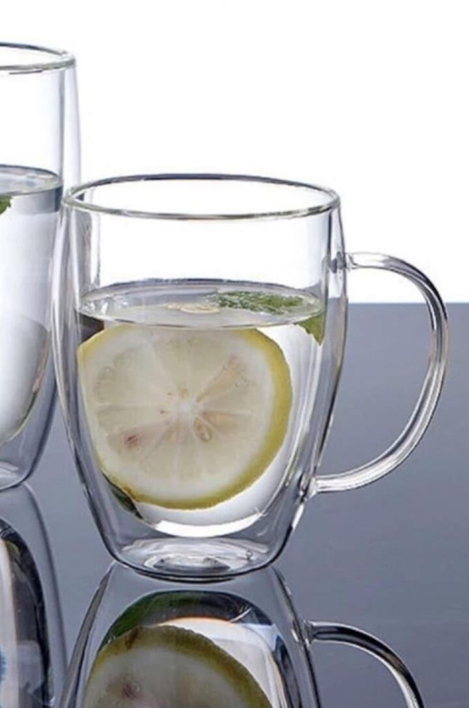 Perotti Çift Cidarlı Cam Kulplu Bardak 350 ml Kupa 12475