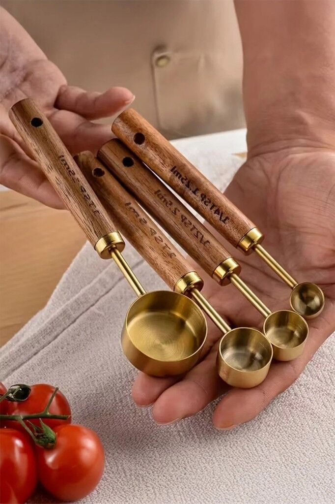 Perotti Vasto Gold Ahşap Saplı 4 Lü Ölçü Kaşığı Küçük Boy 17742