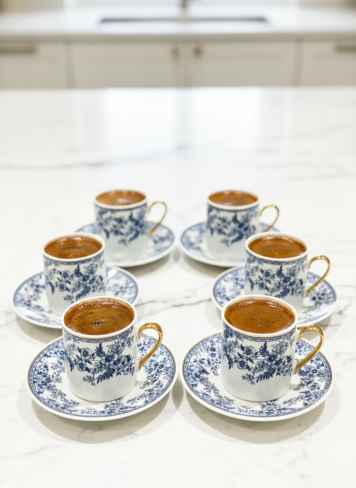 Kapris 6 Kişilik 12 Parça Mavi Kahve Fincan Takımı YX-240905