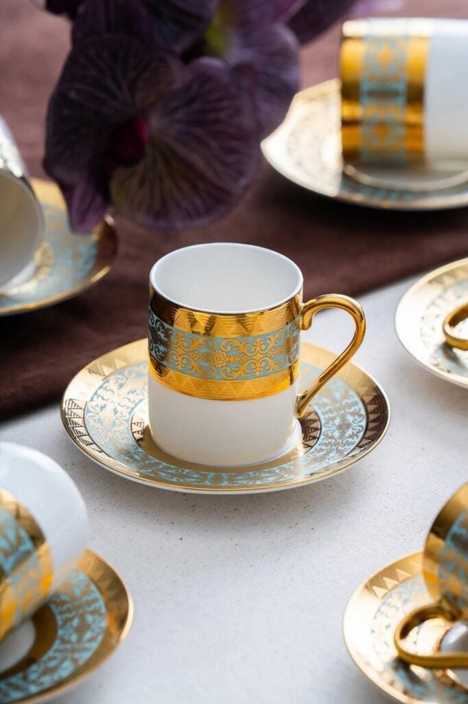 Acar Hermia 12 Parça 6 Kişilik Kahve Fincan Takımı Tuırkuaz 06926