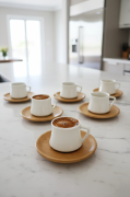 Kapris 18503 6 Lı Bambu Tabaklı Porselen Kahve Fincanı Takımı