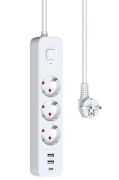 Fulltech Termal Akım Korumalı Uzatma Kablosu 3x Soket 1x TypeC 1.8M 3680W FTR-16
