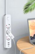 Fulltech Termal Akım Korumalı Uzatma Kablosu 3x Soket 1x TypeC 1.8M 3680W FTR-16