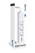Fulltech Termal Akım Korumalı Uzatma Kablosu 3x Soket 1x TypeC 1.8M 3680W FTR-16