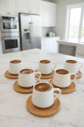 Kapris 18502 6 Lı Bambu Tabaklı Porselen Kahve Fincanı Takımı