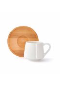 Kapris 18502 6 Lı Bambu Tabaklı Porselen Kahve Fincanı Takımı
