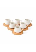 Kapris 18502 6 Lı Bambu Tabaklı Porselen Kahve Fincanı Takımı