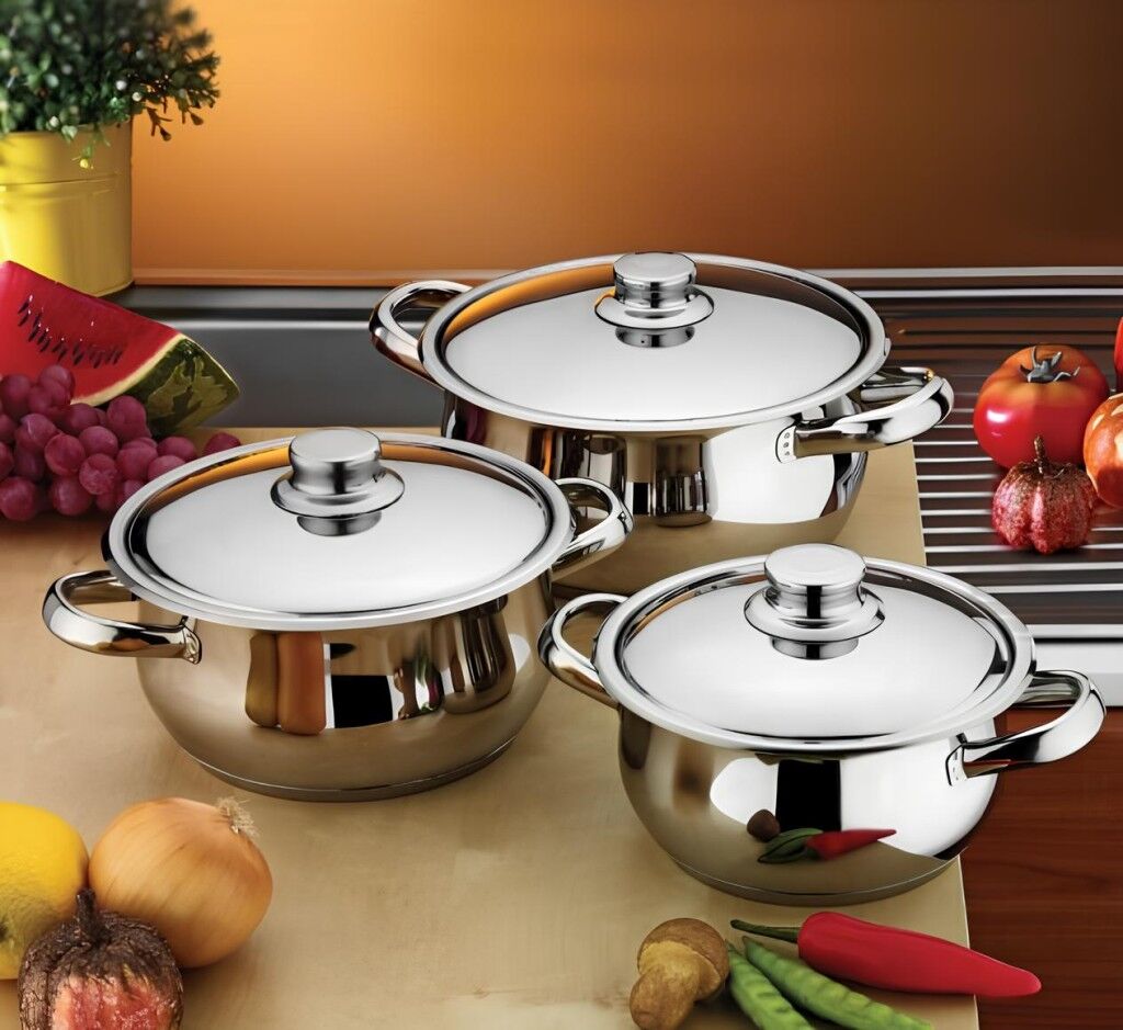 Gülsan Milenyum 6 Parça Tencere Seti Çelik Kapak 12-14-16 Cm