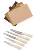 Arow Vanni Bıçaklı Ve Standlı Kesme Tahtası Seti 36,5x32 Cm TR-4161