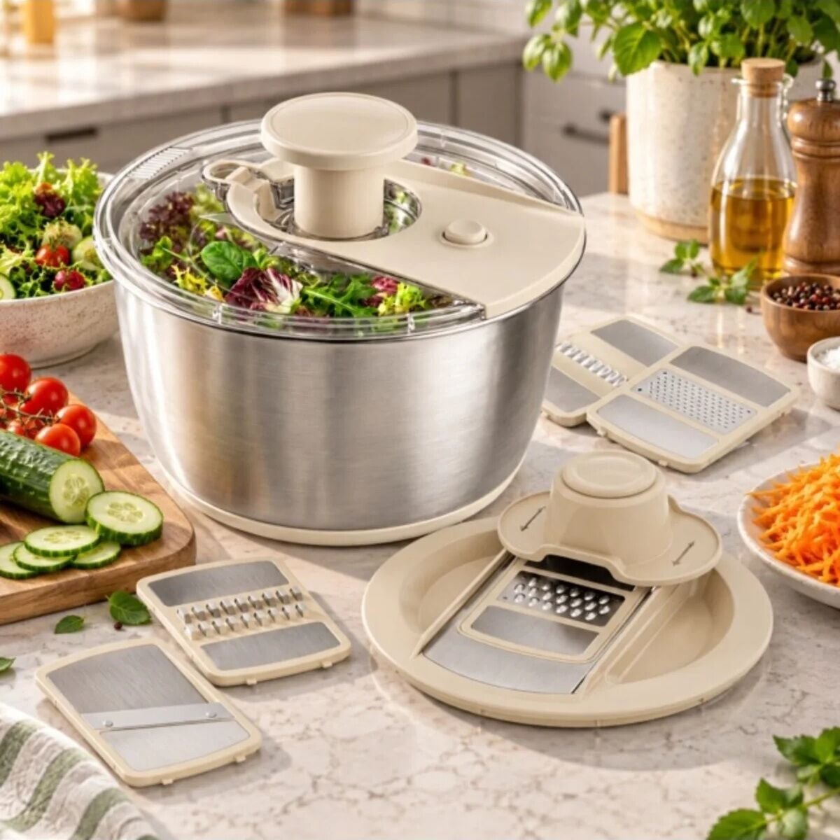 Arow Spinner Salata Kurutma ve Dilimleme Seti TR-7993