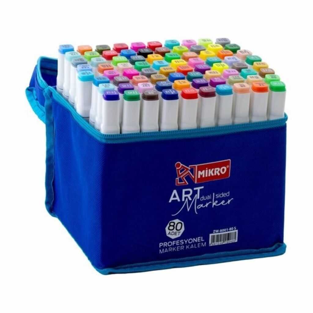 Mikro Çift Uçlu Fosforlu Kalem Art Marker 80 Renk