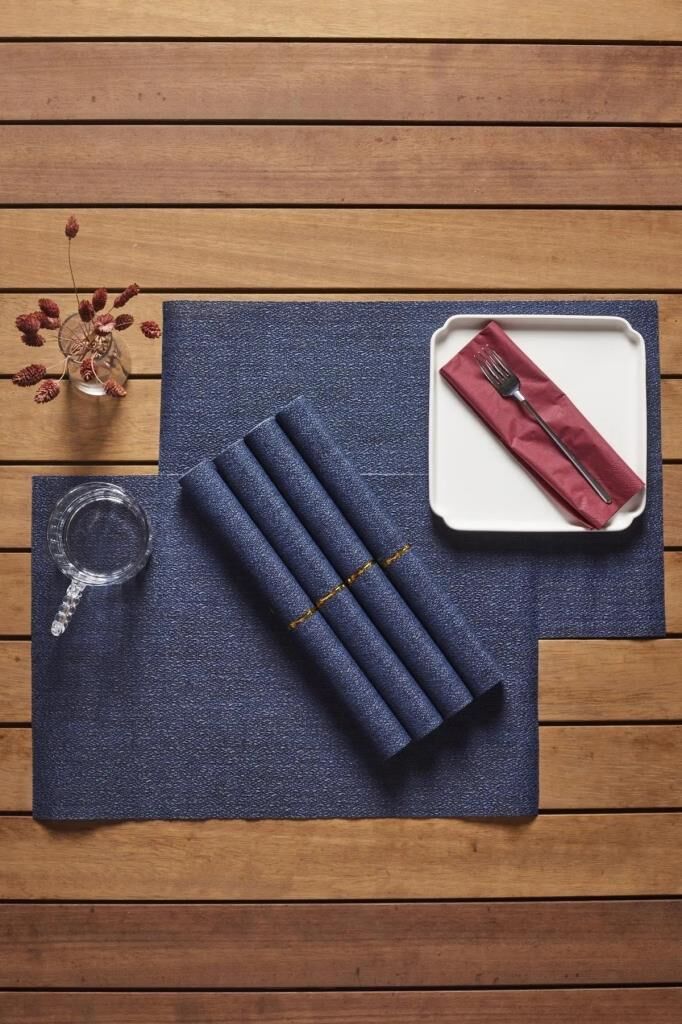 Perotti Bready Hasır Görünümlü 6 Lı Amerikan Servis Lacivert 15298