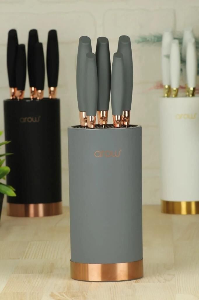 Arow Standlı Lüx Bıçak Seti Gri TR-2655