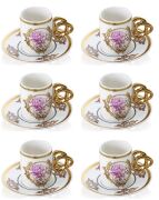 Acar Flonal 6 Kişilik 12 Parça Porselen Kahve Fincanı Takımı 0136
