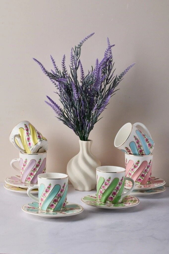 Perotti Kuzguncuk 6 Kişilik 12 Parça Porselen Kahve Fincan Takımı 16856